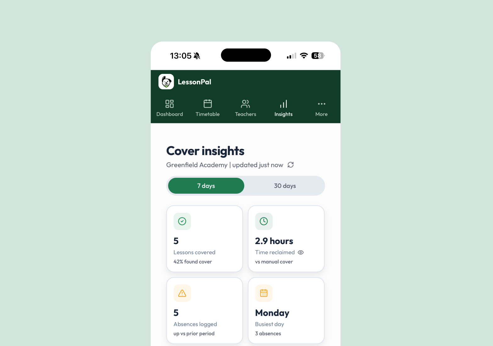 LessonPal cover insights on a phone