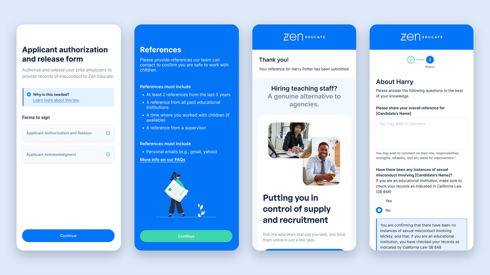 Legal compliance screens